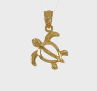 Baby Sea Turtle Outline Pendant (14K)