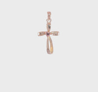 Twisted Ribbon Cross with Heart Pendant (14K)