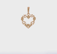 Floral Bordered Heart Outline Pendant (14K) 360 - Popular Jewelry - New York