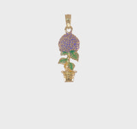 3D Lavender Hydrangea Flowers in Pot Pendant (14K)