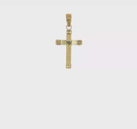 Clovers and Heart Cross Pendant (14K)