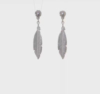 Silver Feather Dangle Earrings (Silver) 360 - Popular Jewelry - New York