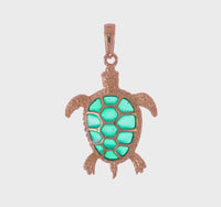 Green Shell Sea Turtle Pendant (14K)