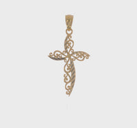 Scroll Design Cross Pendant (14K)