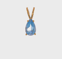 Pear Swiss Blue Topaz Solitaire Pendant (14K)