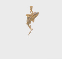 3D Leaping Great White Shark Pendant (14K)