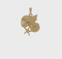 Seashells and Starfish Cluster Pendant (14K)