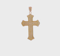 2D Filigree Center Block Cross Pendant (14K)