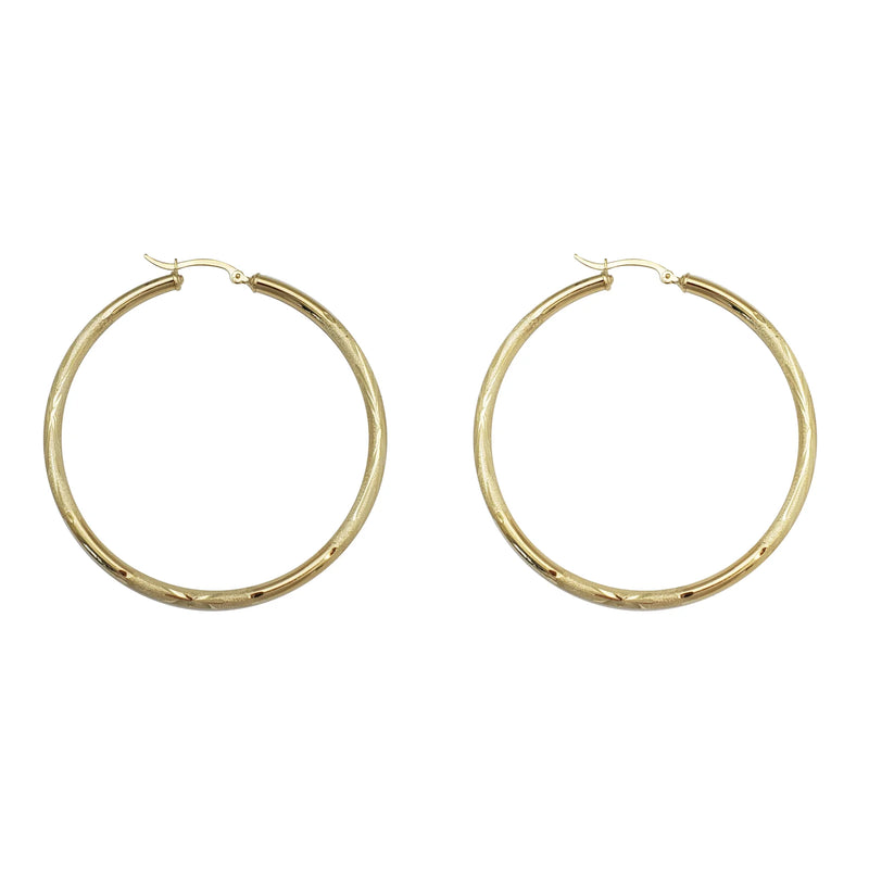 Florentine Cut Hoop Earrings (14K)