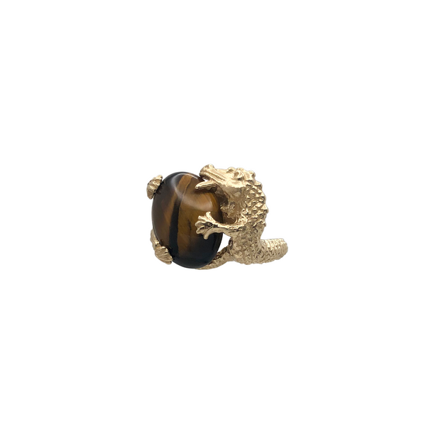 Tiger Eye & Dragon Ring (14K)