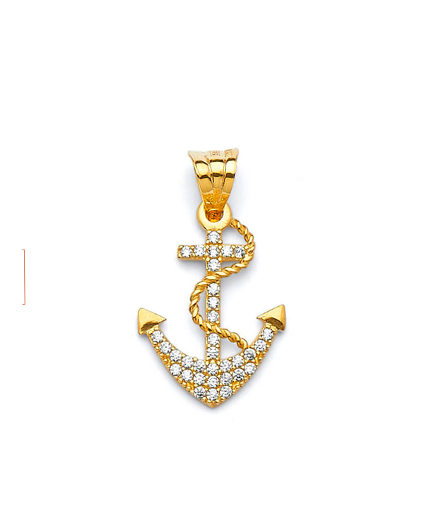 CZ Pave Anchor Pendant (14K)