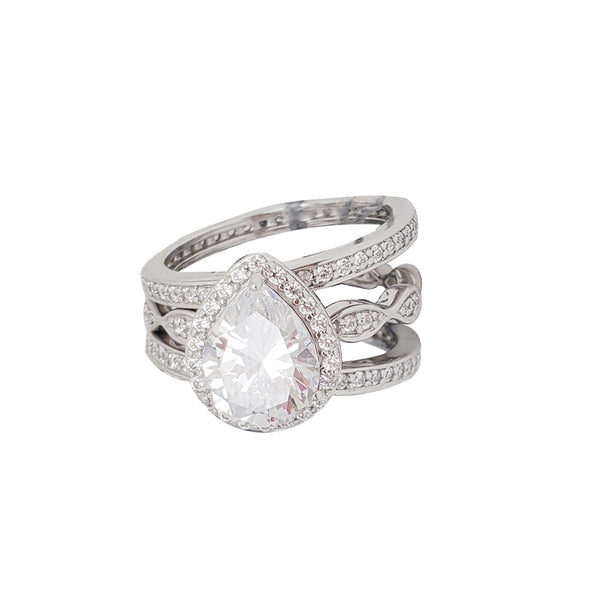 3-Pieces Set Engagement Ring (Silver)