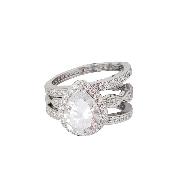 3-Pieces Set Engagement Ring (Silver)