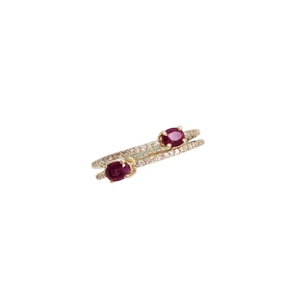 Ruby Diamond Double Row Ring (14K)