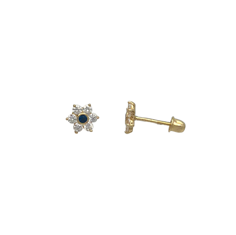 Zirconia Flower Stud Earring (14K)