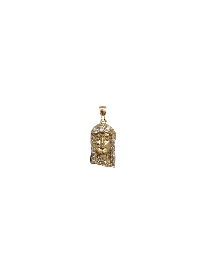 Iced-Out Jesus Head Pendant (14K)