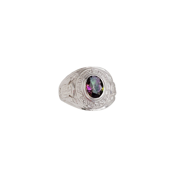 Mystic Quartz Oval School Ring （Silver )