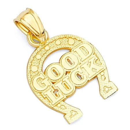 "GOOD LUCK" Horseshoe Pendant (14K)