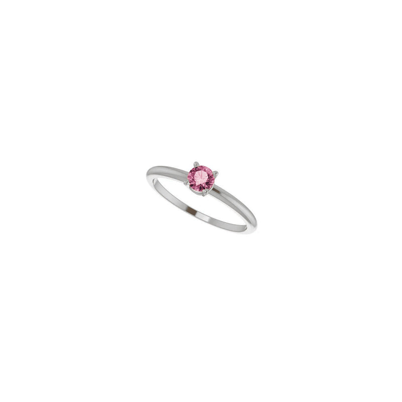 4 mm Round Natural Pink Tourmaline Solitaire Ring (Silver) diagonal - Popular Jewelry - New York