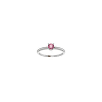 4 mm Round Natural Pink Tourmaline Solitaire Ring (Silver) front - Popular Jewelry - New York