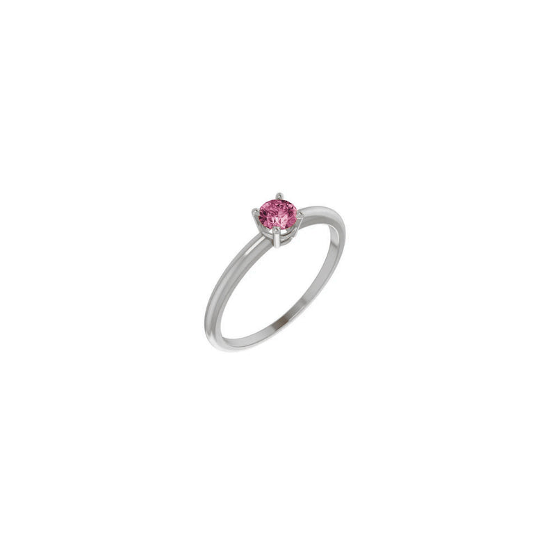 4 mm Round Natural Pink Tourmaline Solitaire Ring (Silver) main - Popular Jewelry - New York