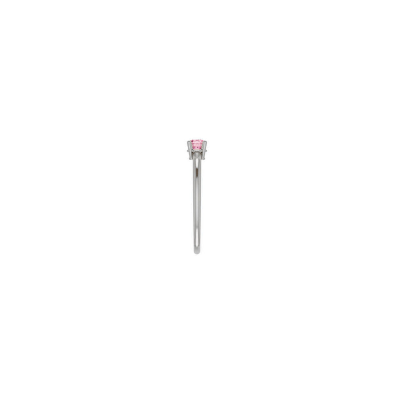 4 mm Round Natural Pink Tourmaline Solitaire Ring (Silver) side - Popular Jewelry - New York