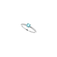 4 mm Round Natural Blue Zircon Solitaire Ring (Silver) diagonal - Popular Jewelry - New York