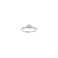 4 mm Round Natural Blue Zircon Solitaire Ring (Silver) front - Popular Jewelry - New York