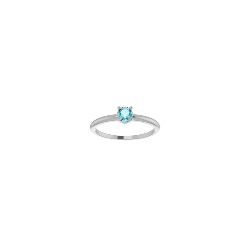 4 mm Round Natural Blue Zircon Solitaire Ring (Silver) front - Popular Jewelry - New York