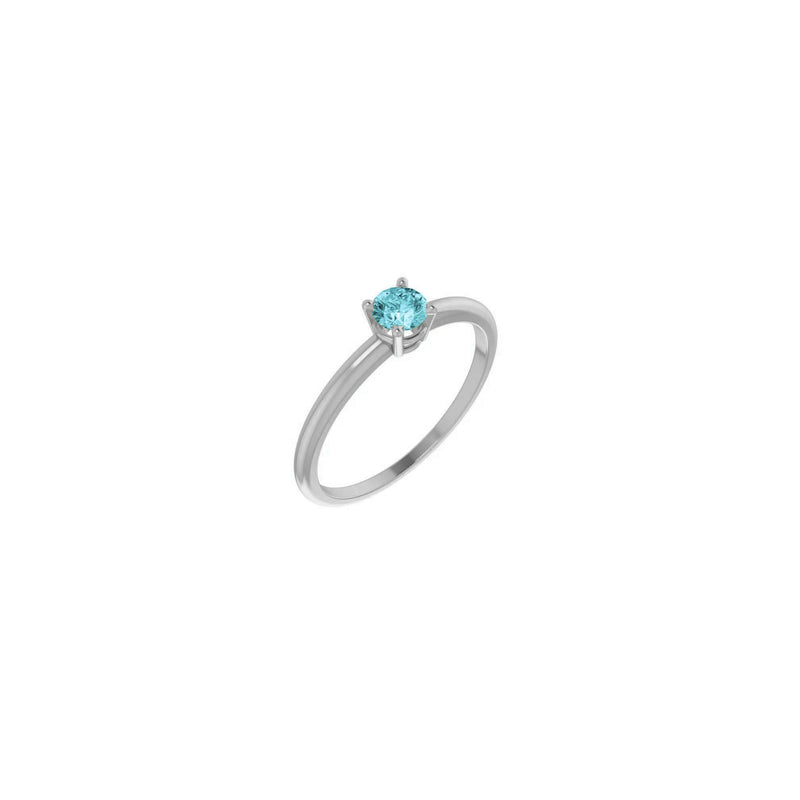 4 mm Round Natural Blue Zircon Solitaire Ring (Silver) main - Popular Jewelry - New York