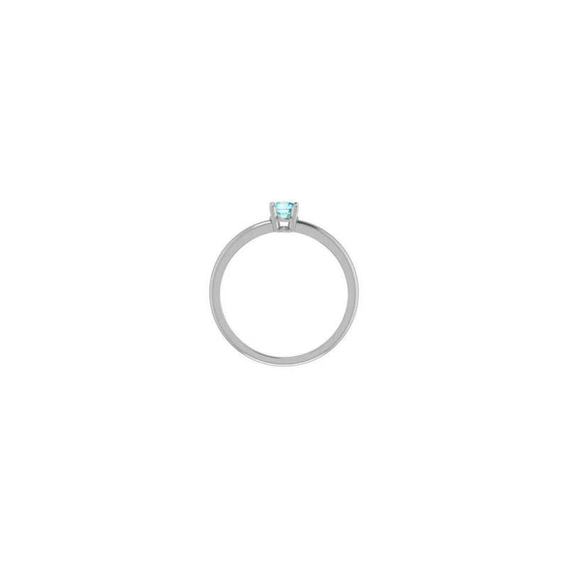 4 mm Round Natural Blue Zircon Solitaire Ring (Silver) setting - Popular Jewelry - New York