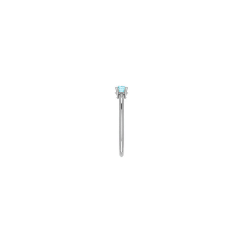 4 mm Round Natural Blue Zircon Solitaire Ring (Silver) side - Popular Jewelry - New York