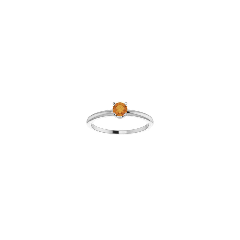 4 mm Round Natural Citrine Solitaire Ring (Silver) front - Popular Jewelry - New York