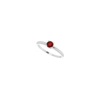 4 mm Round Natural Mozambique Garnet Solitaire Ring (Silver) diagonal - Popular Jewelry - New York