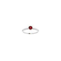 4 mm Round Natural Mozambique Garnet Solitaire Ring (Silver) front - Popular Jewelry - New York