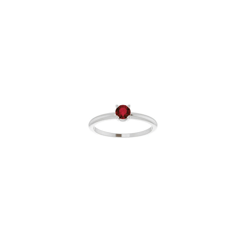 4 mm Round Natural Mozambique Garnet Solitaire Ring (Silver) front - Popular Jewelry - New York