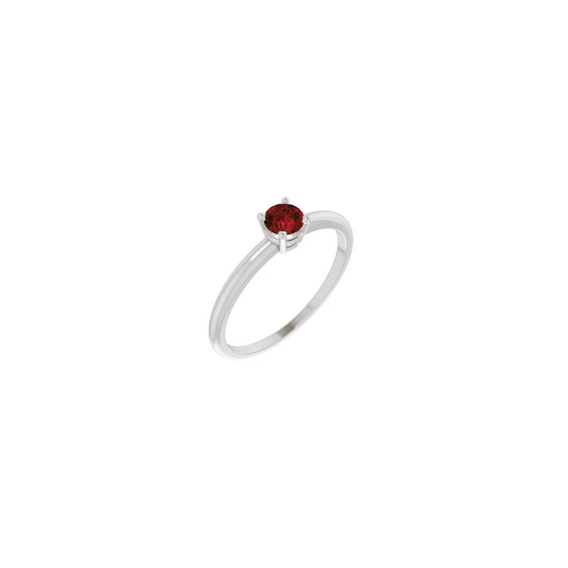 4 mm Round Natural Mozambique Garnet Solitaire Ring (Silver) main - Popular Jewelry - New York