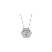 Caduceus Medical Identification Hexagon Necklace (Silver) front - Popular Jewelry - New York