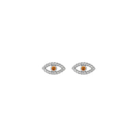 Citrine and White Sapphire Evil Eye Stud Earrings (Silver) front - Popular Jewelry - New York