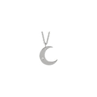 Crescent Moon Diamond Necklace (Silver) front - Popular Jewelry - New York