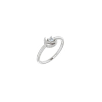 Crescent Moon with Natural Round Diamond Ring (Silver) main - Popular Jewelry - New York