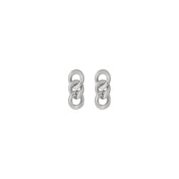 Curb Chain Link Earrings (Silver) front - Popular Jewelry - New York