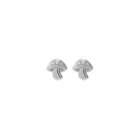 Diamond-Dot Mushroom Stud Earrings (Silver) front - Popular Jewelry - New York