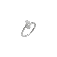 Double Heart Bypass Ring (Silver) front - Popular Jewelry - New York