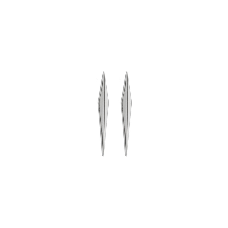 Elongated Rhombus Drop Earrings (Silver) front - Popular Jewelry - New York