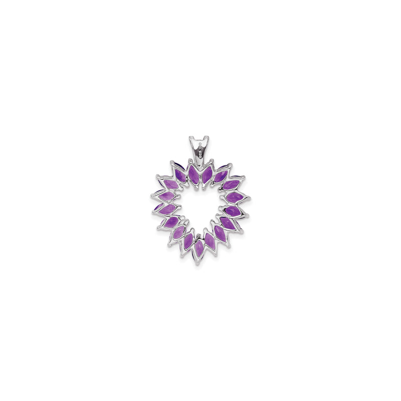 Marquise Amethyst Heart Outline Pendant (Silver) back - Popular Jewelry - New York