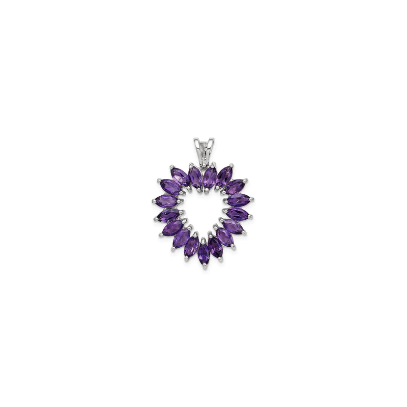 Marquise Amethyst Heart Outline Pendant (Silver) front - Popular Jewelry - New York