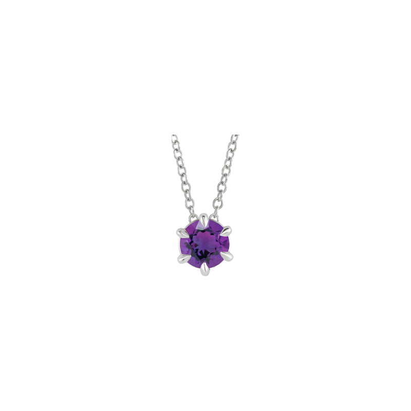 Natural Amethyst Solitaire Claw Necklace (Silver) front - Popular Jewelry - New York