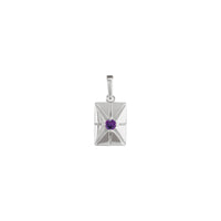 Natural Amethyst Starburst Rectangular Bar Pendant (Silver) front - Popular Jewelry - New York