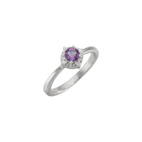 Natural Amethyst and Natural Diamond Accent Halo Ring (Silver) main - Popular Jewelry - New York